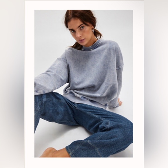NWT Free People x Falling Forward Snow Washed Destroyed Crew